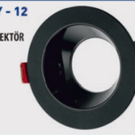 Lampist Yuvarlak Siyah Çerçeve Siyah Krom Reflektör