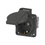 Nead 1x16 Kapaklı Topraklı Pano Prizi (Siyah)